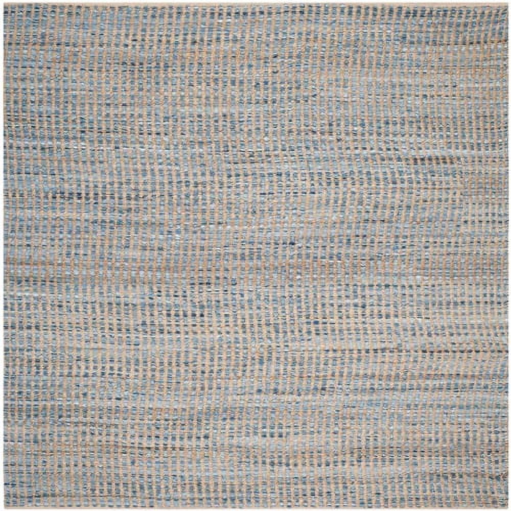 Cape Cod Blue and Natural Handwoven Jute 6' x 6' Square Area Rug