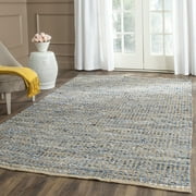 SAFAVIEH Cape Cod Beuregard Geometric Area Rug, Natural/Blue, 6 x 6 Square