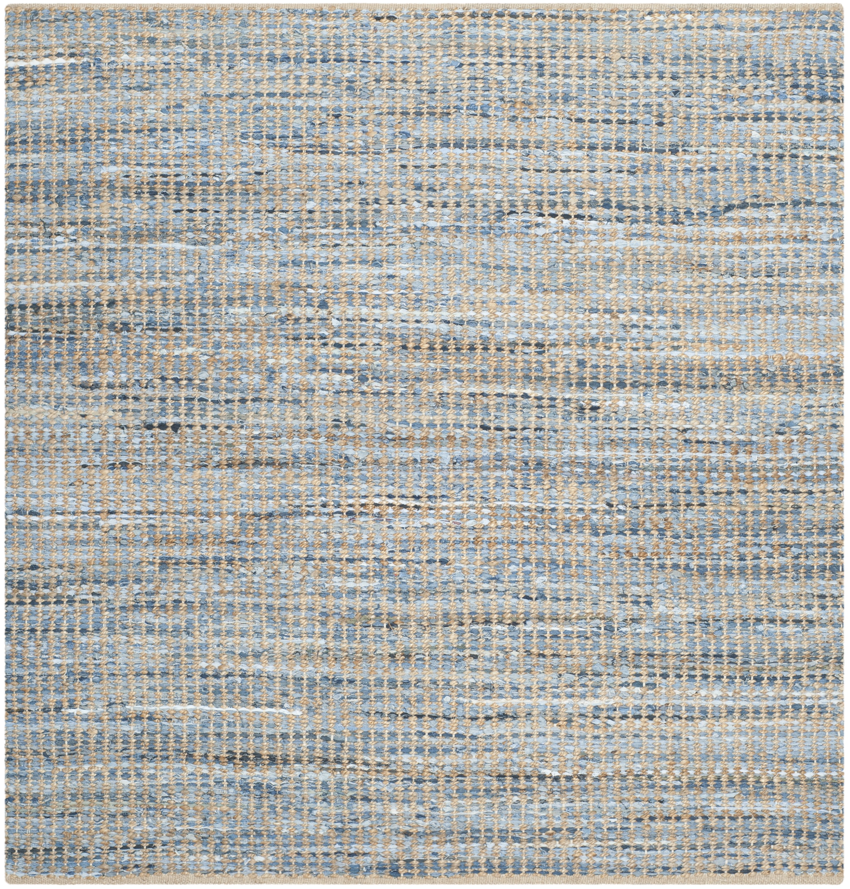 Cape Cod 4' Square Handwoven Blue Jute Area Rug