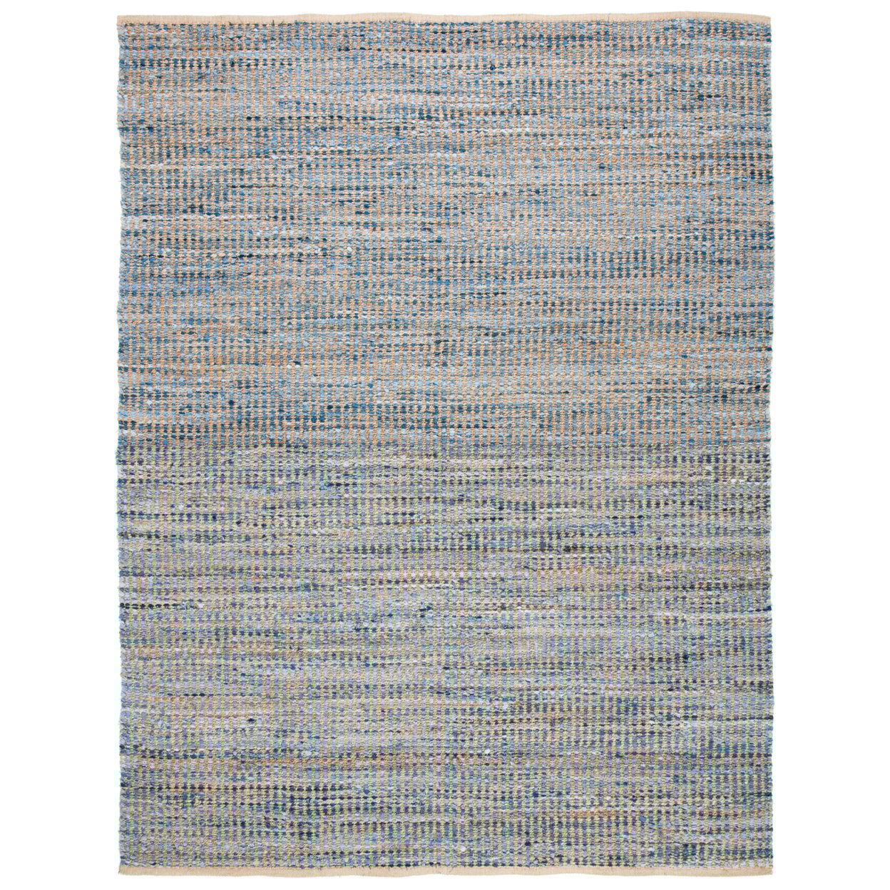 Cape Cod Blue and Natural Handmade Flat Woven Jute Rug 4' x 6'