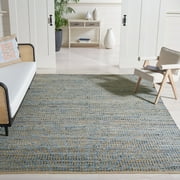 SAFAVIEH Cape Cod Beuregard Geometric Area Rug, Natural/Blue, 8' x 8' Square