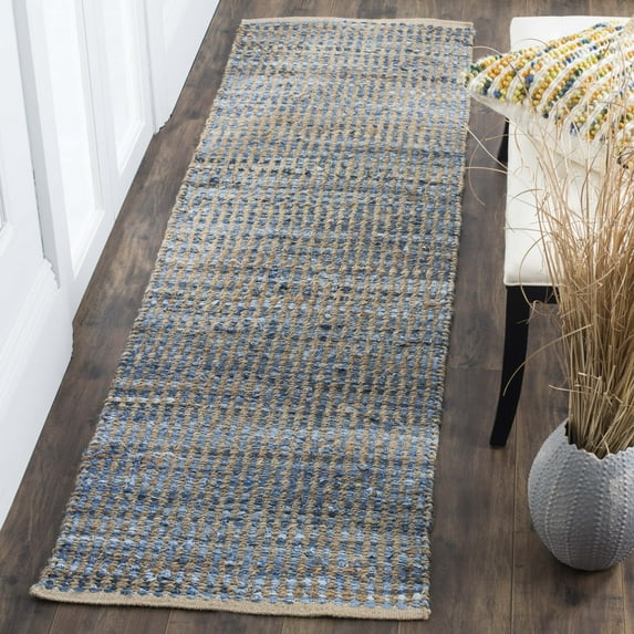 SAFAVIEH Cape Cod Beuregard Geometric Runner Rug, Natural/Blue, 2'3" x 8'