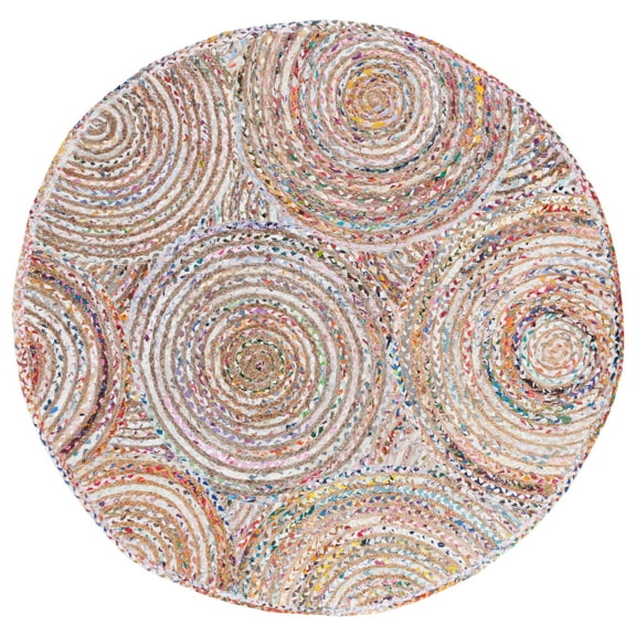 SAFAVIEH Cape Cod Bora Geometric Area Rug, Beige/Multi, 6' x 6' Round