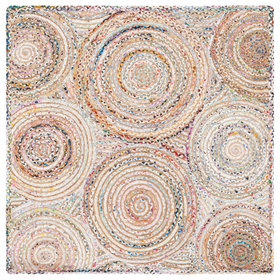 SAFAVIEH Cape Cod Bora Geometric Area Rug, Beige/Multi, 6' x 6' Square