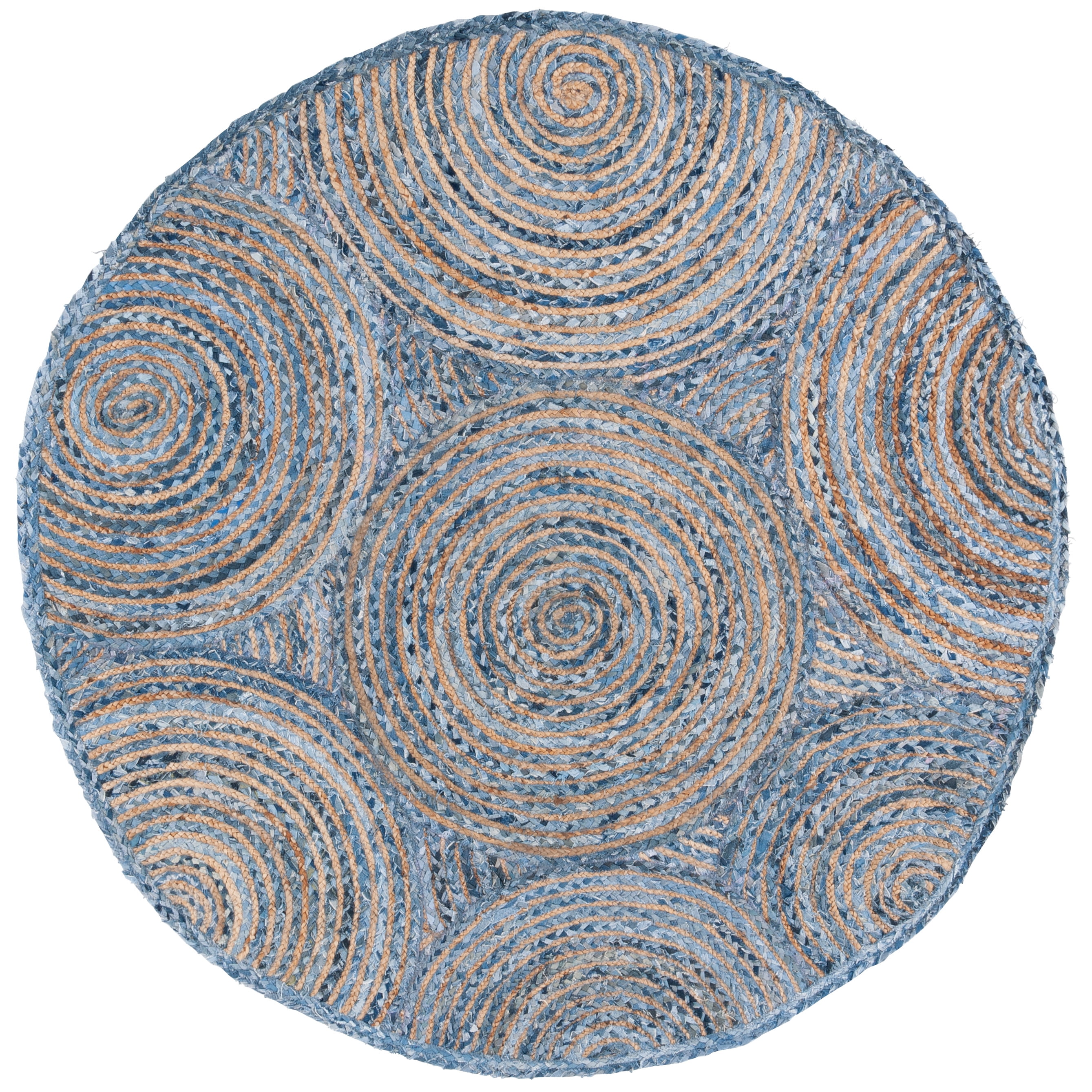 SAFAVIEH Cape Cod Bora Geometric Area Rug, Blue/Natural, 4' x 6' Oval