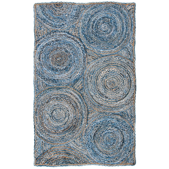 SAFAVIEH Cape Cod Bora Geometric Area Rug, Blue/Natural, 4' x 6'
