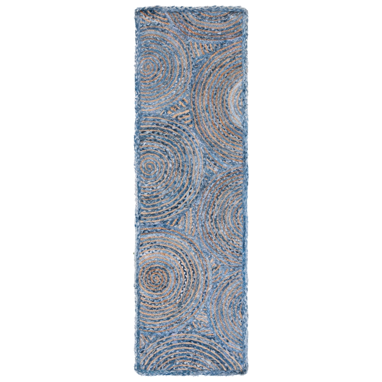 SAFAVIEH Cape Cod Bora Geometric Area Rug, Blue/Natural, 6' x 9' Oval