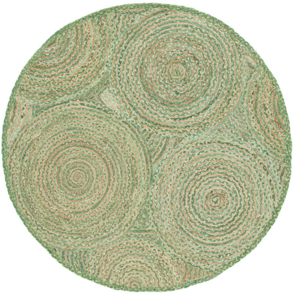 SAFAVIEH Cape Cod Bora Geometric Area Rug, Green/Natural, 6' x 6' Round