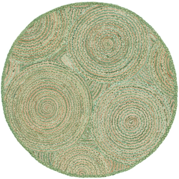 SAFAVIEH Cape Cod Bora Geometric Area Rug, Green/Natural, 6' x 6' Round