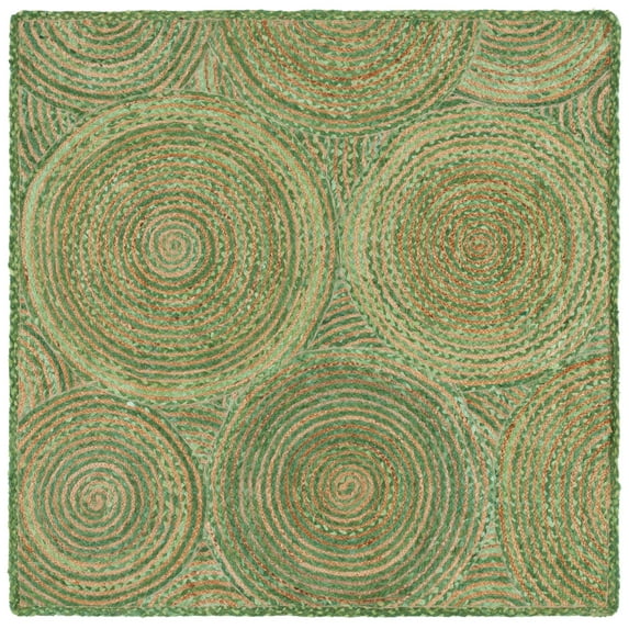 SAFAVIEH Cape Cod Bora Geometric Area Rug, Green/Natural, 6' x 6' Square