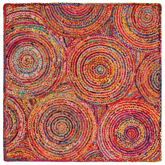 SAFAVIEH Cape Cod Bora Geometric Area Rug, Red/Multi, 6' x 6' Square