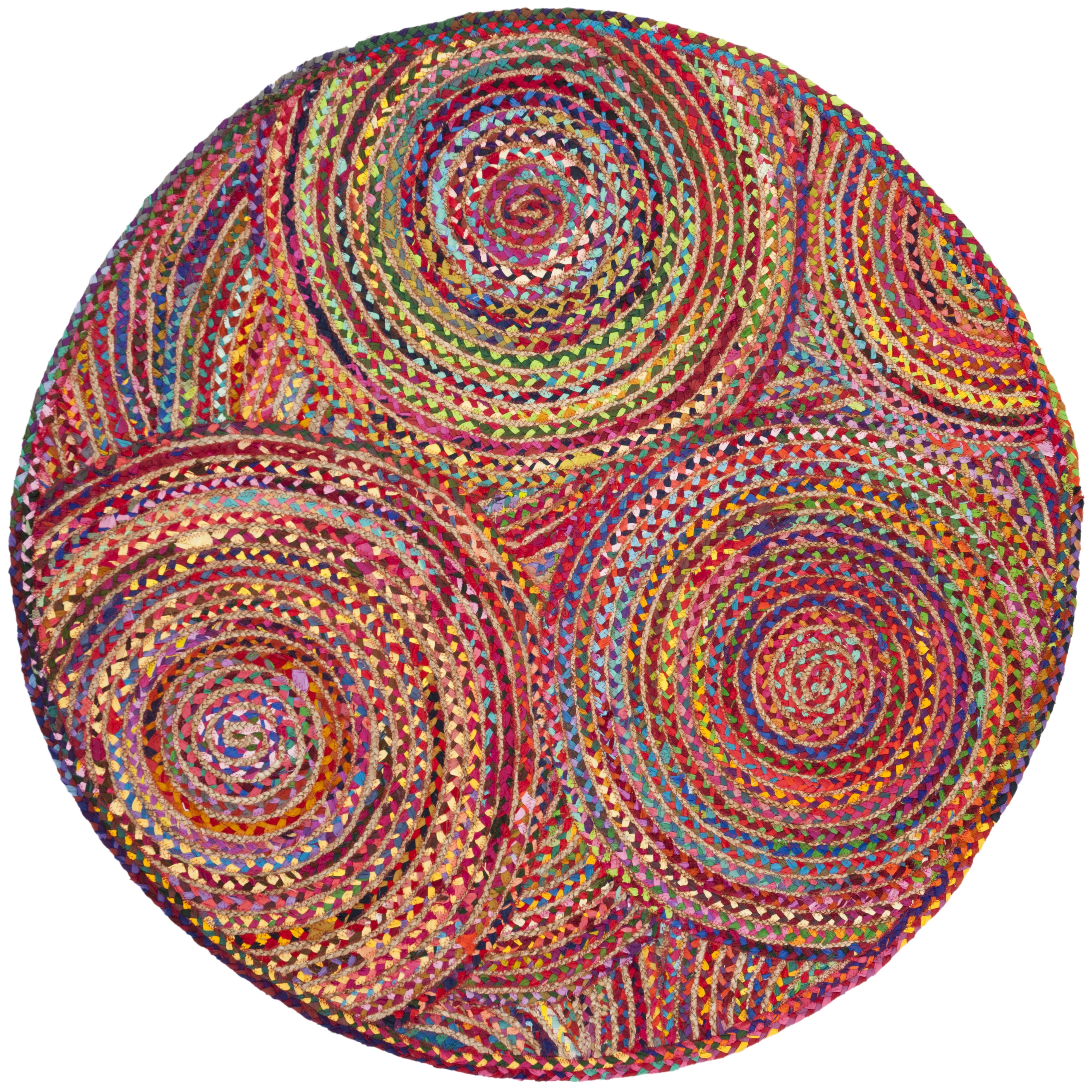 SAFAVIEH Cape Cod Bora Geometric Area Rug, Red/Multi, 8' x 8' Round ...