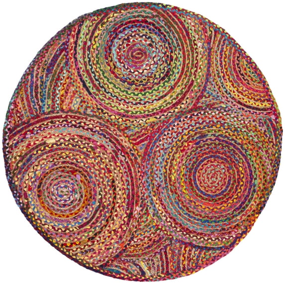 SAFAVIEH Cape Cod Bora Geometric Area Rug, Red/Multi, 8' x 8' Round