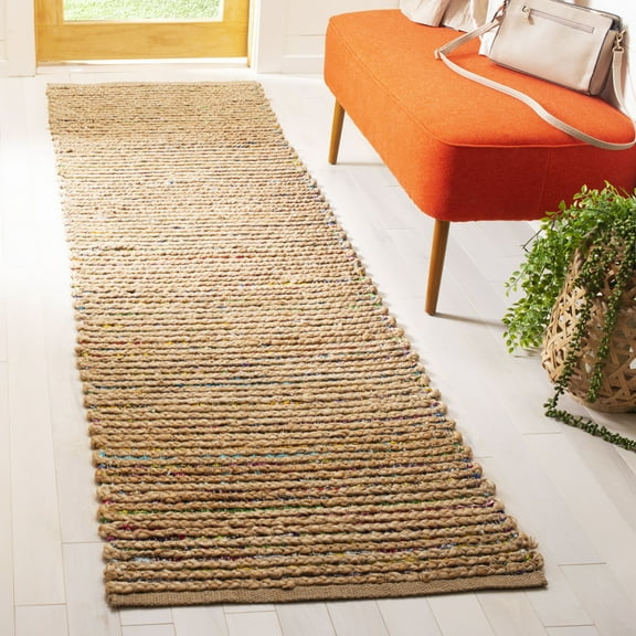 SAFAVIEH Cape Cod Braganza Striped Runner Rug, Natural/Multi, 2'3" x 8'
