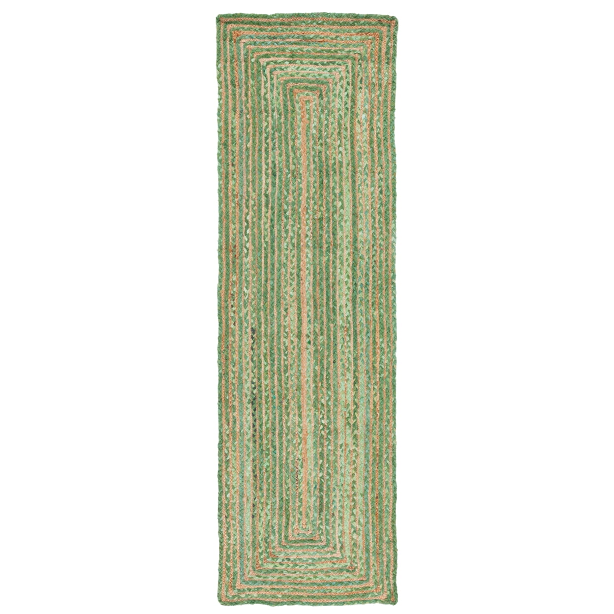 Handmade Green and Natural Rectangular Jute Area Rug 8' x 10'