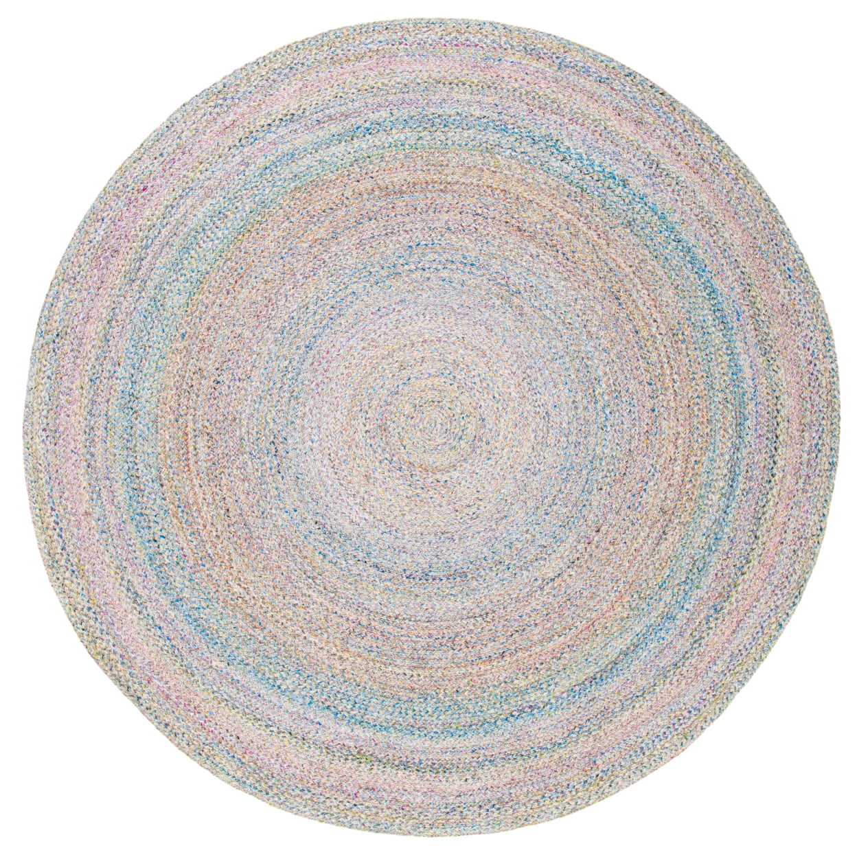 Cape Cod Handwoven Round Blue Jute Area Rug