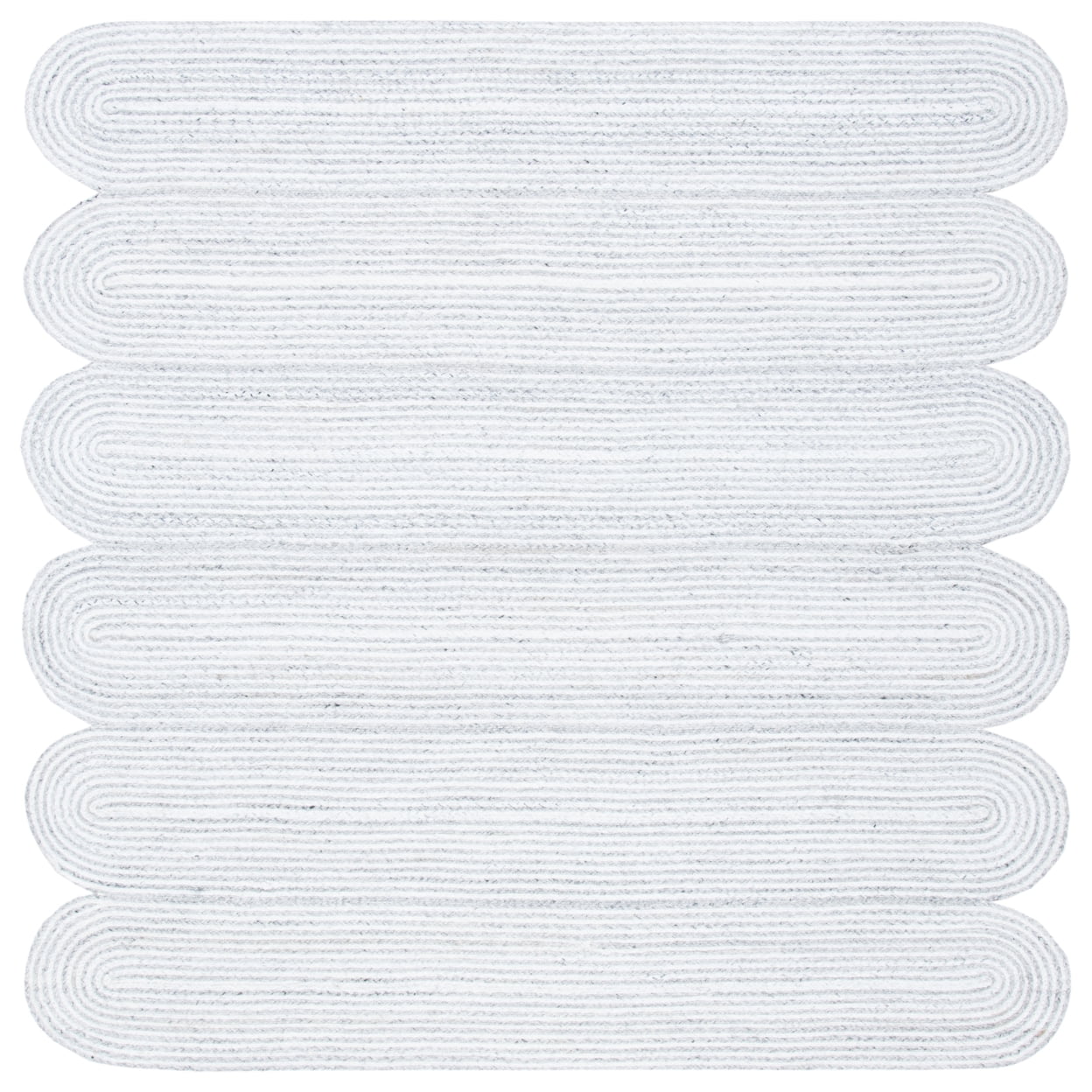 Hand-Knotted Gray Stripe Square Synthetic Area Rug 6x6