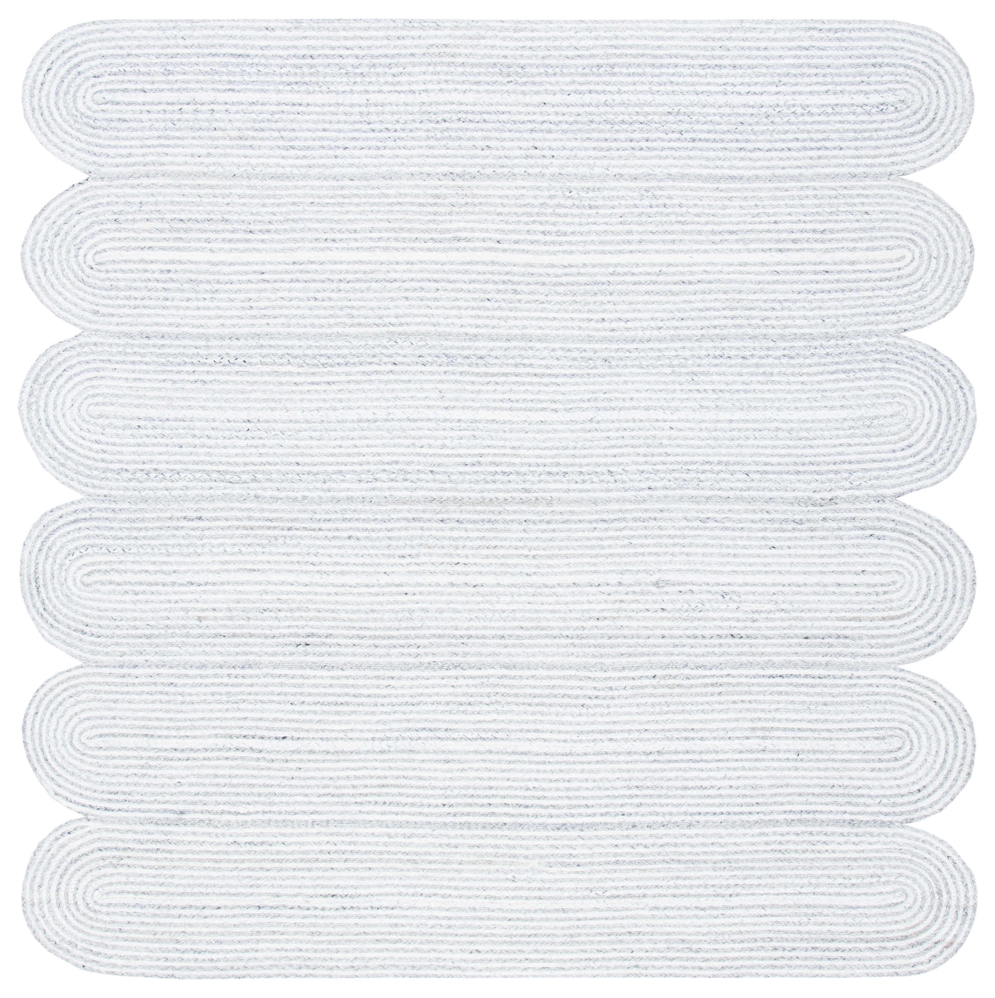 Hand-Knotted Gray Stripe Square Synthetic Area Rug 6x6