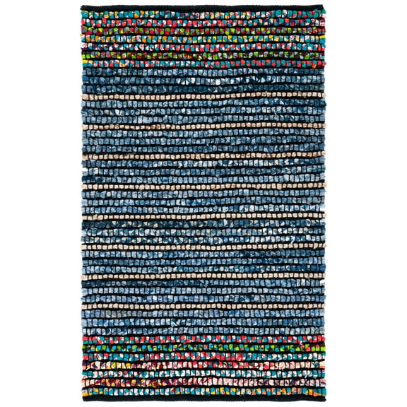SAFAVIEH Cape Cod Carleen Geometric Area Rug, Natural/Blue, 4' x 6'