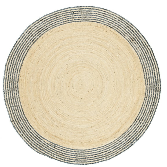 SAFAVIEH Cape Cod Charmaine Geometric Area Rug, Ivory/Blue, 5' x 5' Round