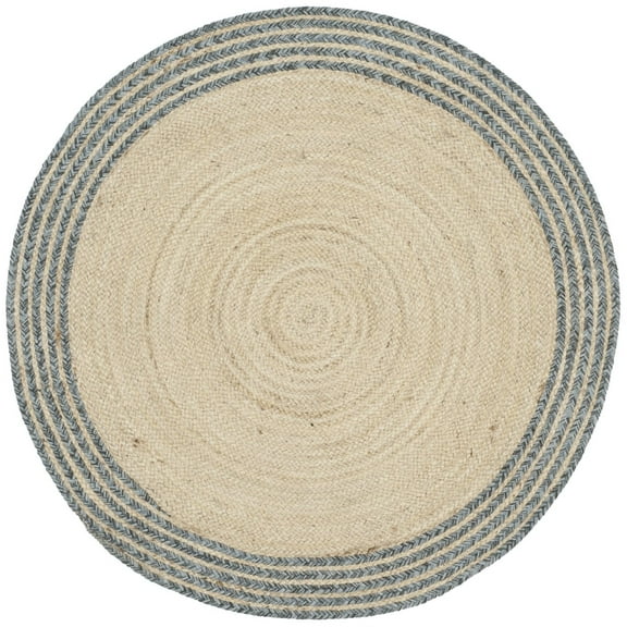 SAFAVIEH Cape Cod Charmaine Geometric Area Rug, Ivory/Blue, 10' x 10' Round