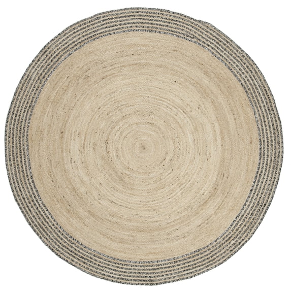 SAFAVIEH Cape Cod Charmaine Geometric Area Rug, Ivory/Steel Grey, 7' x 7' Round