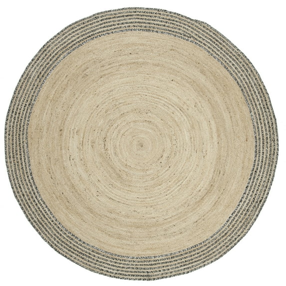 SAFAVIEH Cape Cod Charmaine Geometric Area Rug, Ivory/Steel Grey, 9' x 9' Round