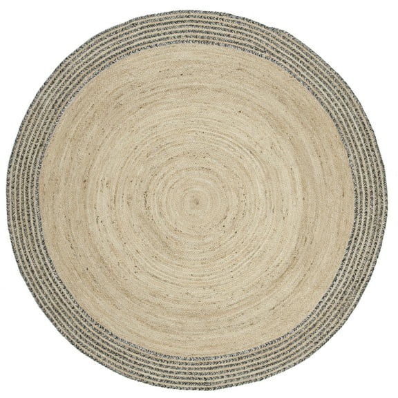 SAFAVIEH Cape Cod Charmaine Geometric Area Rug, Ivory/Steel Grey, 9' x 9' Round