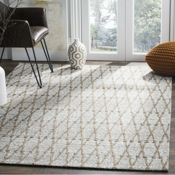 SAFAVIEH Cape Cod Clarissa Geometric Area Rug, Silver/Natural, 6' x 6' Square