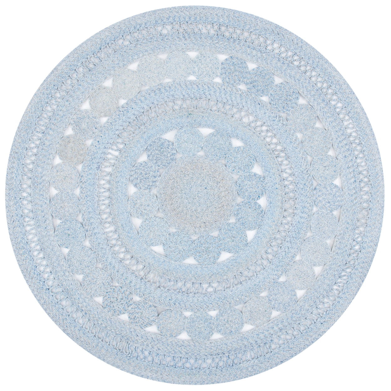 Boho-Chic Handwoven Round Blue Synthetic Area Rug - 6'