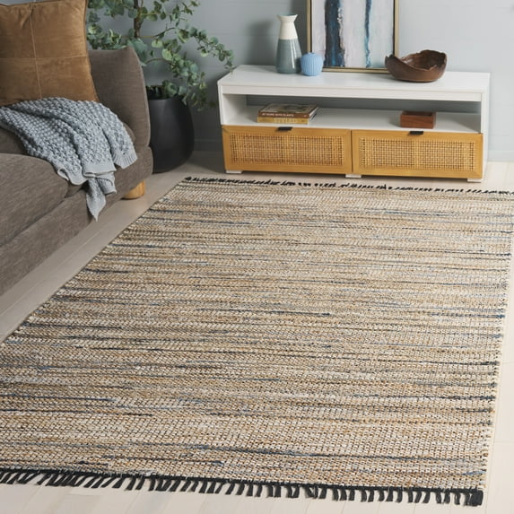 SAFAVIEH Cape Cod Cora Solid Area Rug, Blue/Beige, 4' x 6'