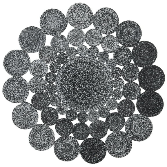 SAFAVIEH Cape Cod Damjana Abstract Dots Polyester Area Rug, Charcoal, 4' x 4' Round