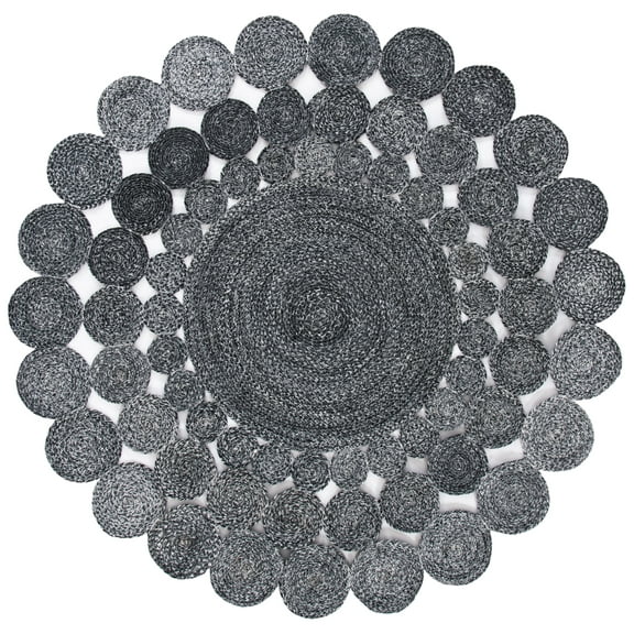 SAFAVIEH Cape Cod Damjana Abstract Dots Polyester Area Rug, Charcoal, 6' x 6' Round