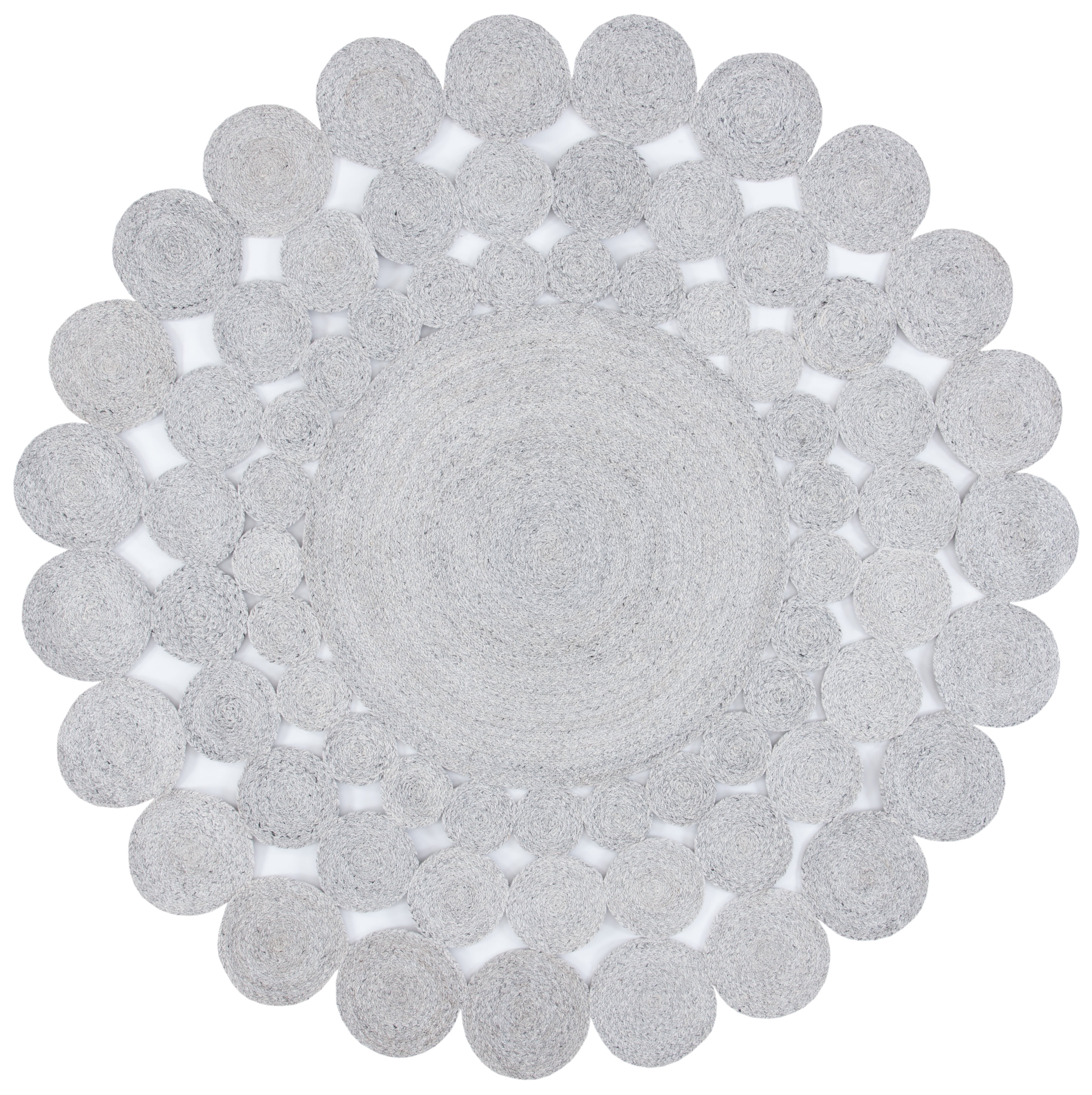 SAFAVIEH Cape Cod Damjana Abstract Dots Polyester Area Rug, Grey, 7' x 7' Round