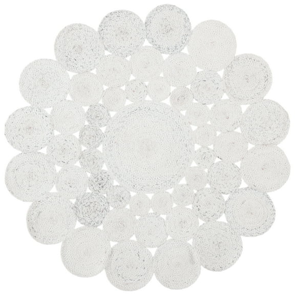 SAFAVIEH Cape Cod Damjana Abstract Dots Polyester Area Rug, Ivory, 3' x 3' Round