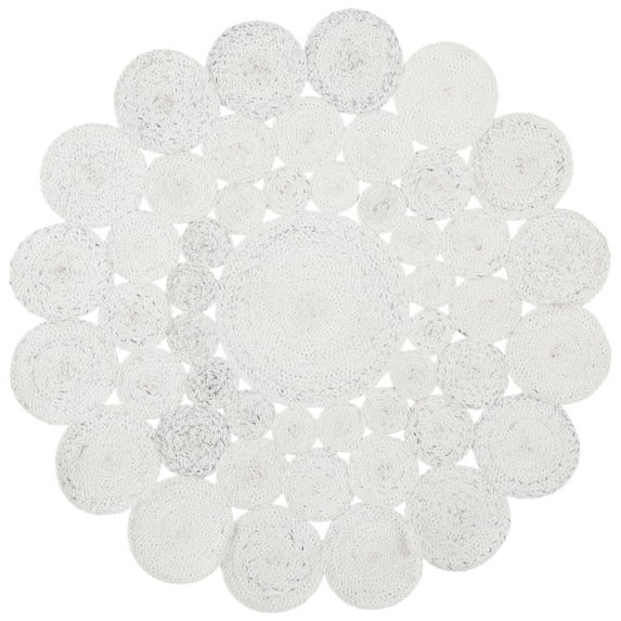 SAFAVIEH Cape Cod Damjana Abstract Dots Polyester Area Rug, Ivory, 4' x 4' Round