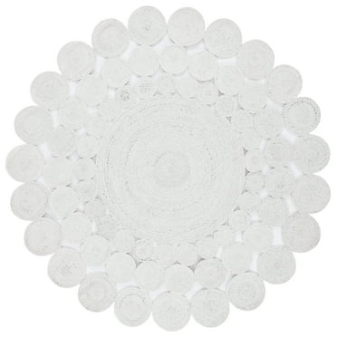 SAFAVIEH Cape Cod Damjana Abstract Dots Polyester Area Rug, Ivory, 5' x 5' Round