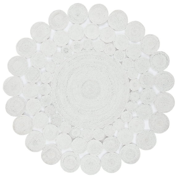 SAFAVIEH Cape Cod Damjana Abstract Dots Polyester Area Rug, Ivory, 6' x 6' Round