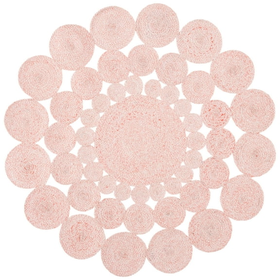 SAFAVIEH Cape Cod Damjana Abstract Dots Polyester Area Rug, Pink, 3' x 3' Round