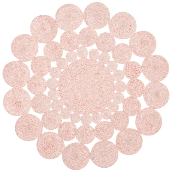 SAFAVIEH Cape Cod Damjana Abstract Dots Polyester Area Rug, Pink, 3' x 3' Round