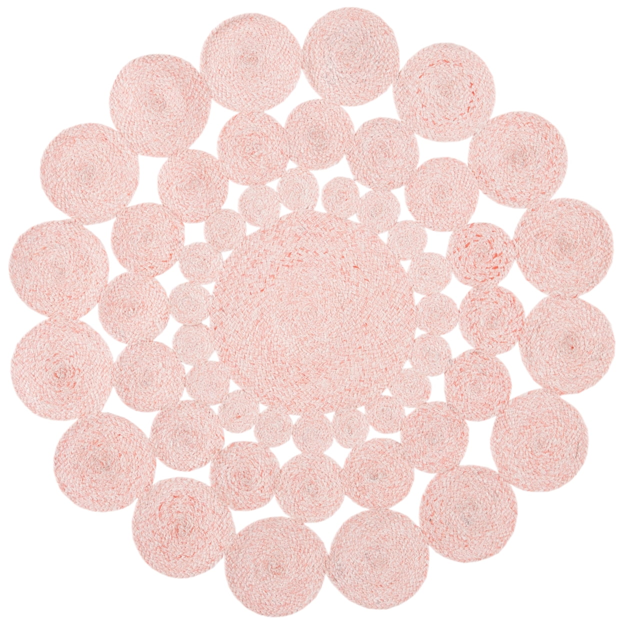 Handmade Pink Round Synthetic Area Rug, 3 ft