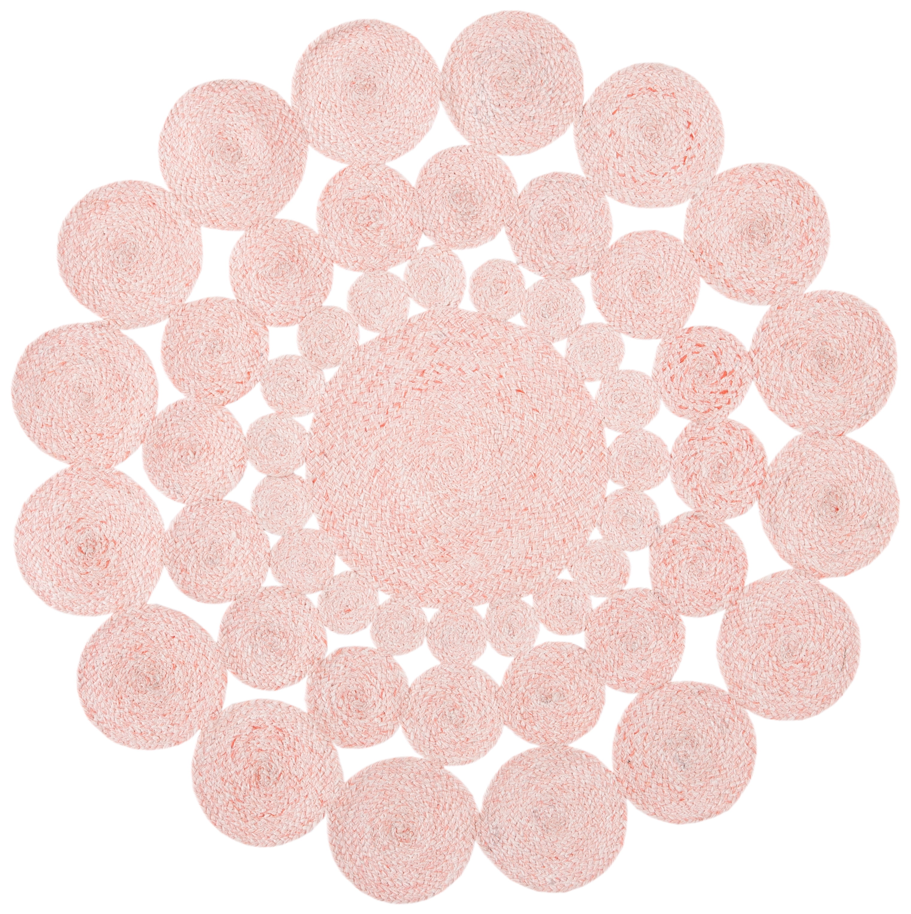 SAFAVIEH Cape Cod Damjana Abstract Dots Polyester Area Rug, Pink, 4' x 4' Round