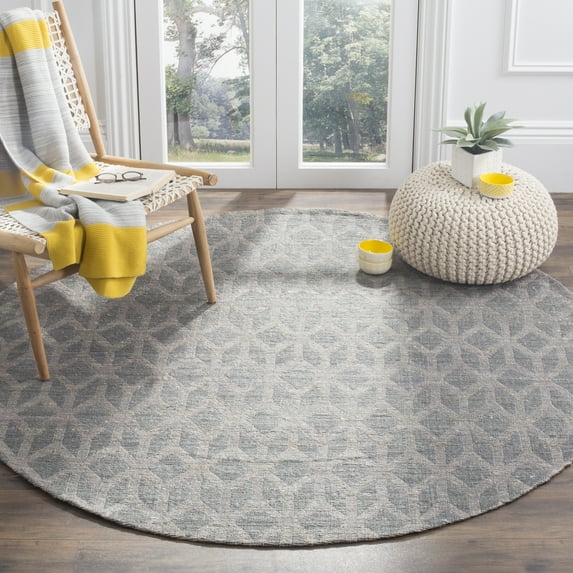 SAFAVIEH Cape Cod Danita Geometric Area Rug, Gray/Gold, 6' x 6' Round