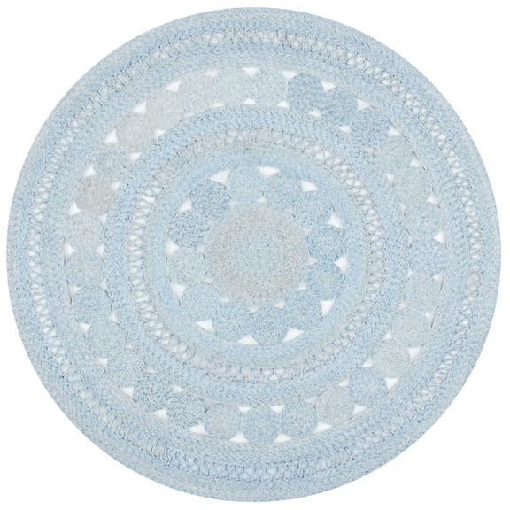 SAFAVIEH Cape Cod Donna Geometric Polyester Area Rug, Blue, 7' x 7' Round