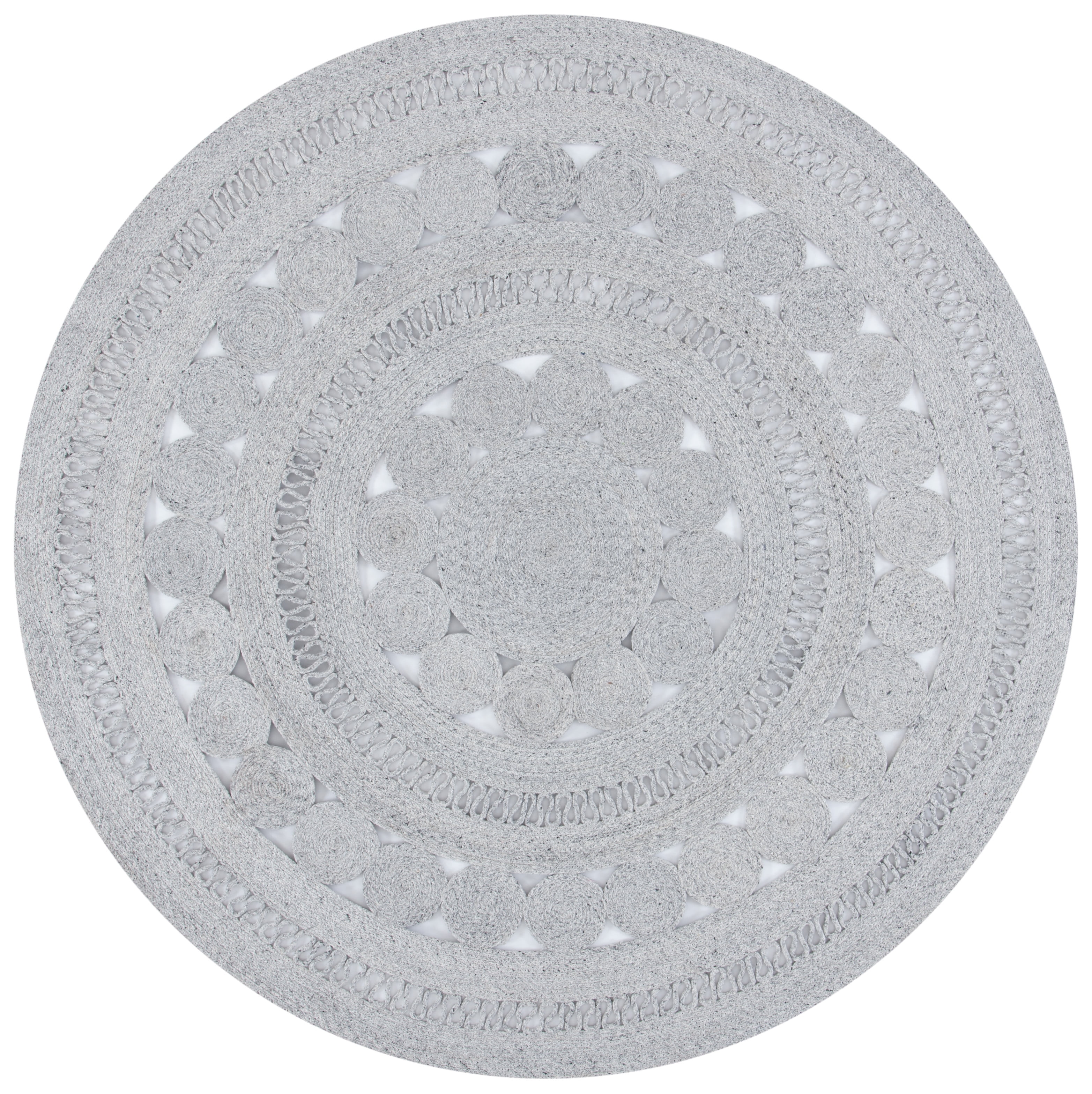 SAFAVIEH Cape Cod Donna Geometric Polyester Area Rug, Grey, 7' x 7 ...