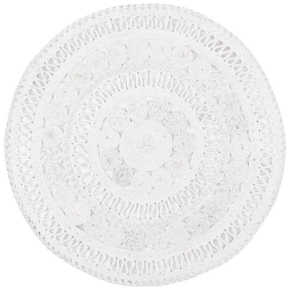 SAFAVIEH Cape Cod Donna Geometric Polyester Area Rug, Ivory, 3' x 3' Round