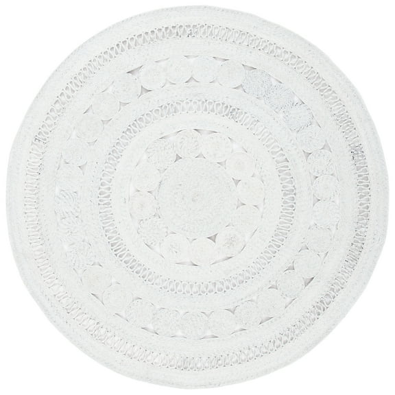 SAFAVIEH Cape Cod Donna Geometric Polyester Area Rug, Ivory, 6' x 6' Round