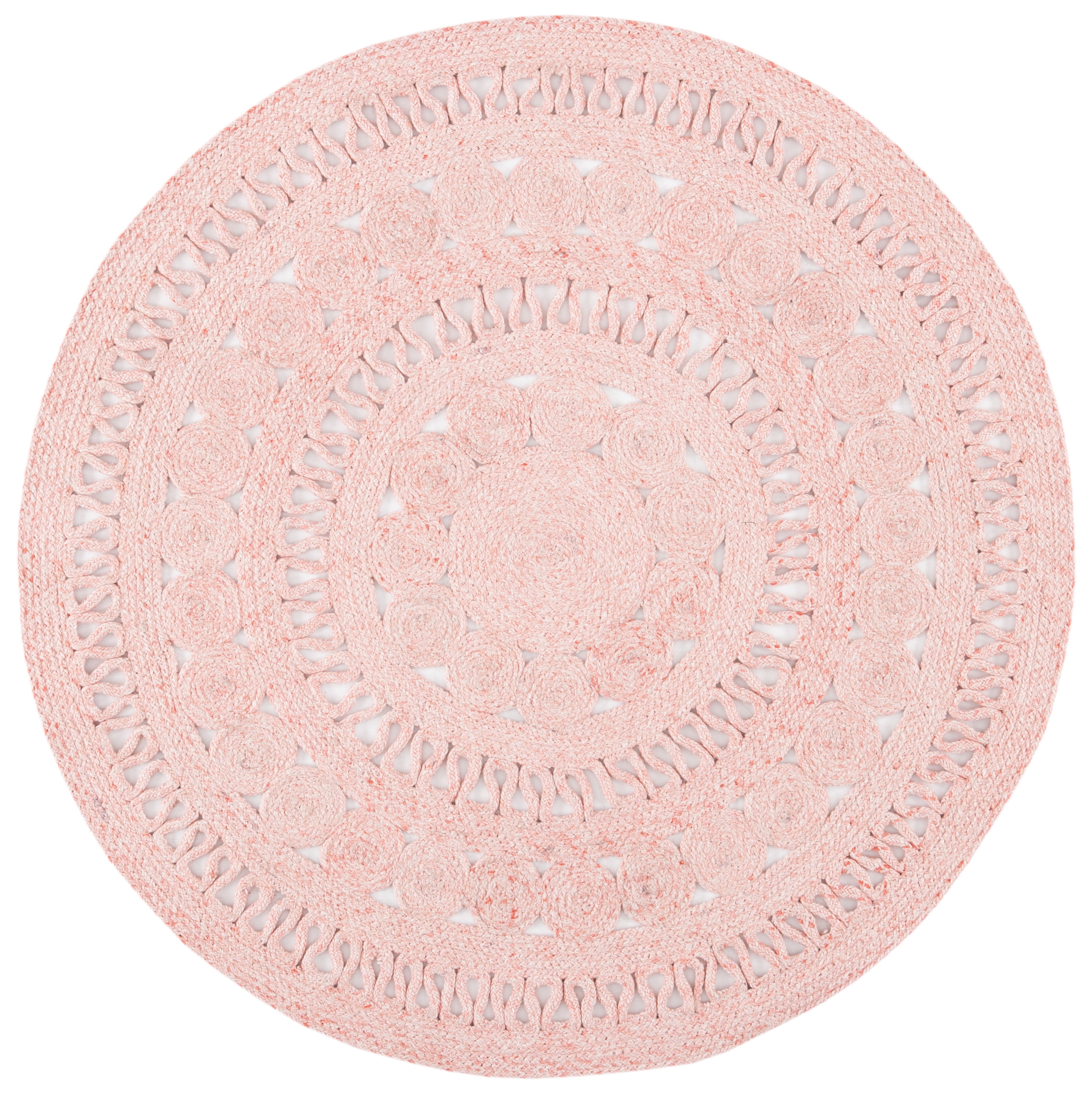 SAFAVIEH Cape Cod Donna Geometric Polyester Area Rug, Pink, 3' x 3 ...