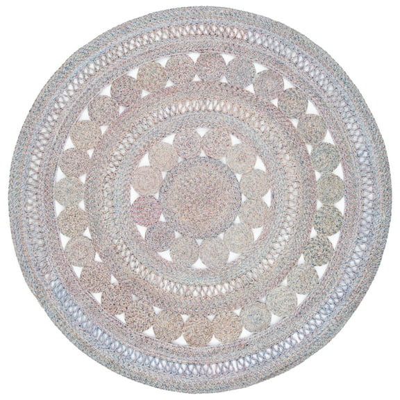 SAFAVIEH Cape Cod Donna Geometric Polyester Area Rug, Pink/Blue, 6' x 6' Round