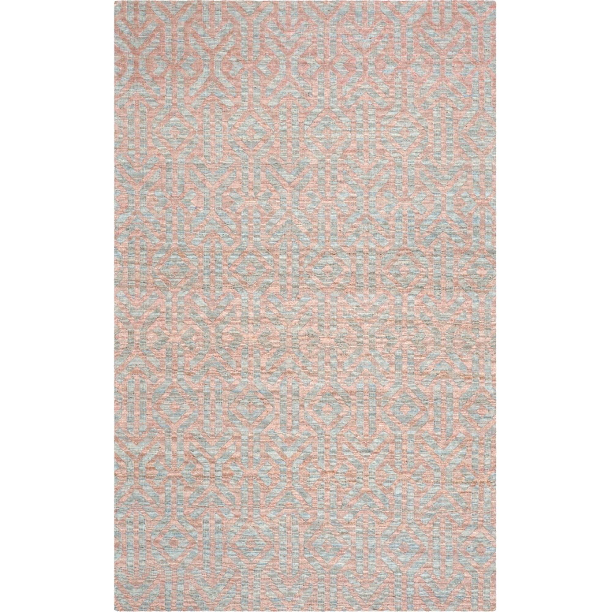 Cape Cod Blue and Rust Hand-Knotted Cotton Area Rug